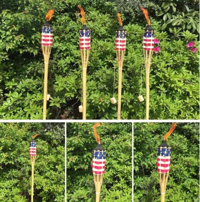 Натуральный бамбуковый факел Тики с черным металлическим держателем фитиля для наружного украшения 3