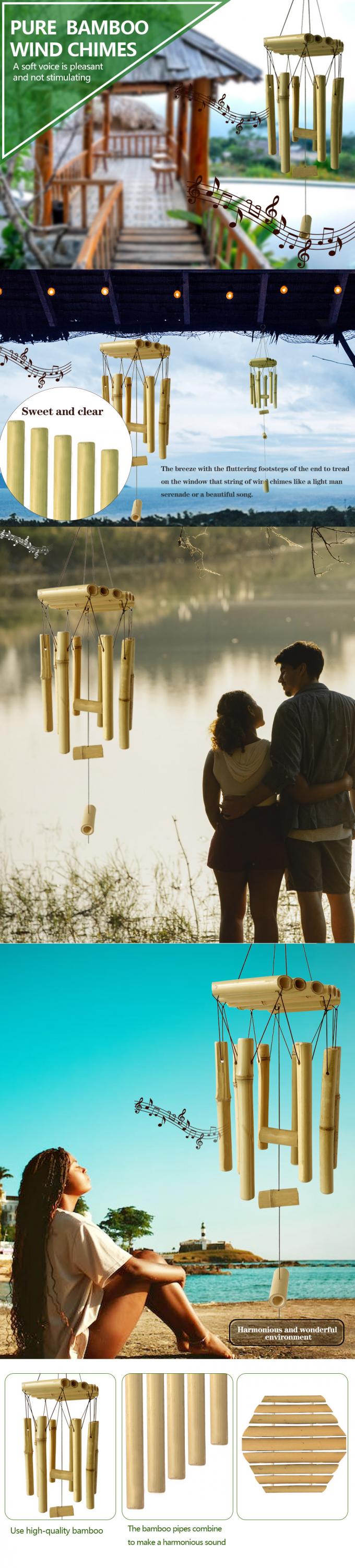 Бамбуковые ветровые колокола с удивительным глубоким тоном для садового двора дома или наружного декора 1