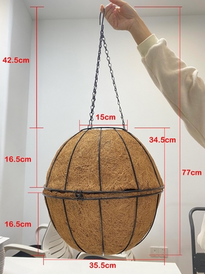 Диаметр открытого сада 27cm цветочных горшков вкладыша кокосов рамки металла бамбуковый