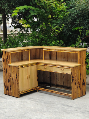 Адвокатура 220x160cm Tiki партии Cabana бамбуковая тропическая с нижними табуретками полки шкафа